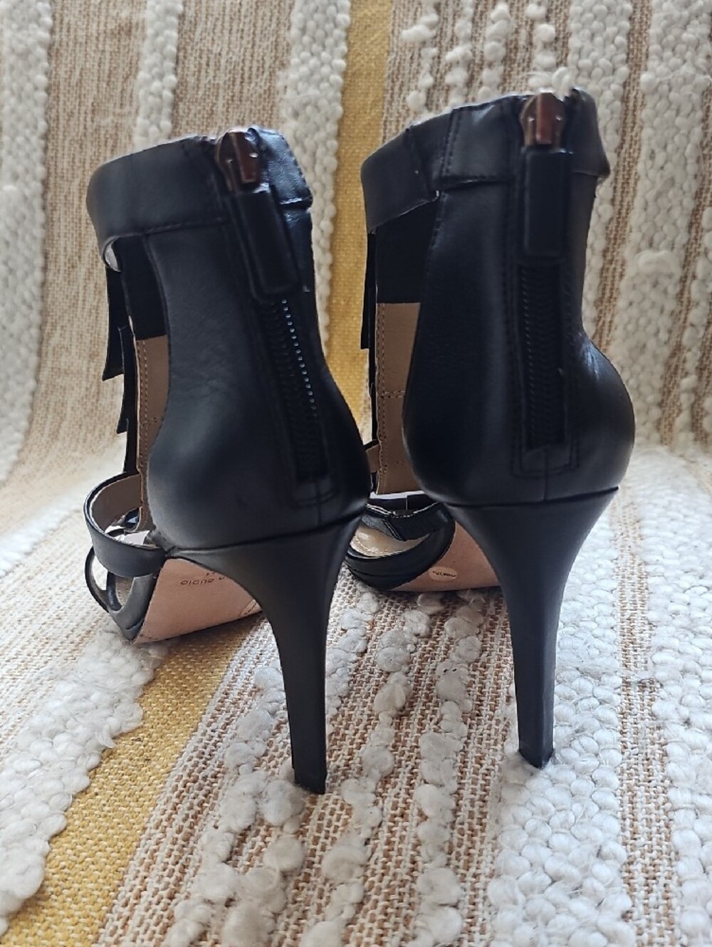 BCBGMaxAzria MA-Leigh Black Fringe Strappy High-Heel Sandals - Picture 4 of 12